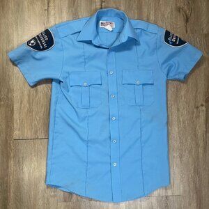 Allied Universal Security Men's Button Up Shirt 14 14.5 Medium Blue Short Sleeve